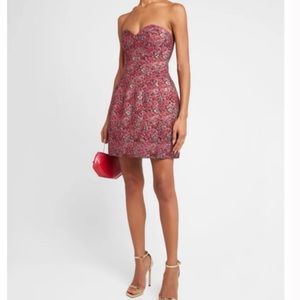 Liv Foster Dress Floral Strapless Mini Jacquard Sweatheart Neckline NWT